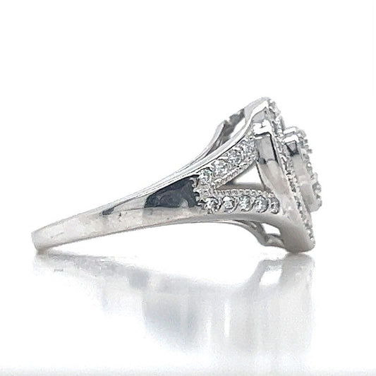 14K White Gold Diamond Heart Halo Ring
