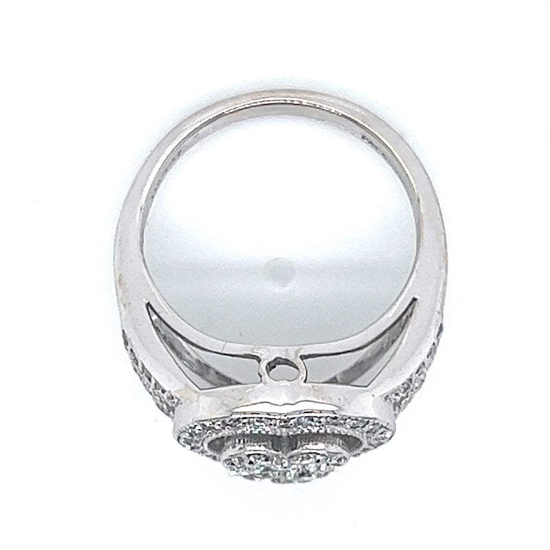 14K White Gold Diamond Heart Halo Ring