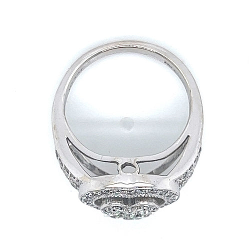 14K White Gold Diamond Heart Halo Ring