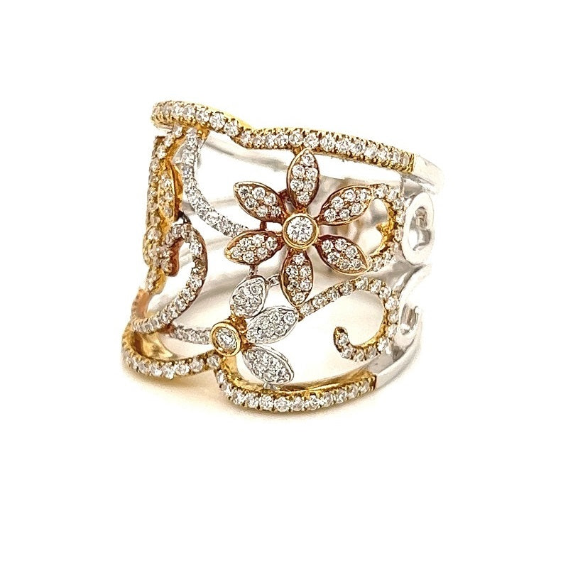 18K Two-Tone Gold Spring Flower Ring