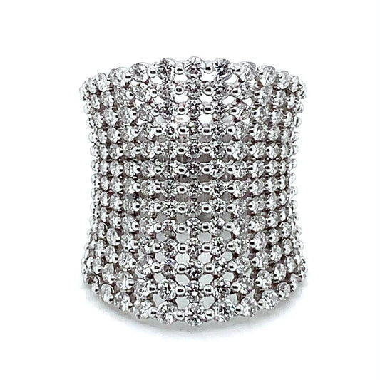18K White Gold Uniquely Graduated Diamond Fashion Ring