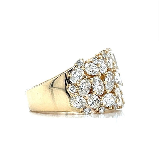 14K Yellow Gold Oval Cluster Ring with Accent Stones