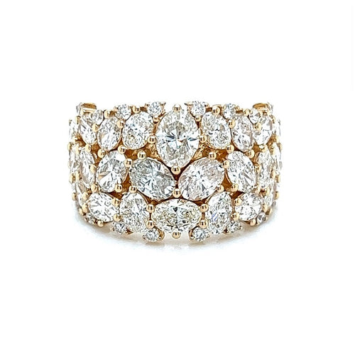 14K Yellow Gold Oval Cluster Ring with Accent Stones