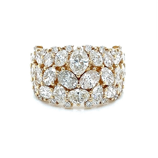 14K Yellow Gold Oval Cluster Ring with Accent Stones