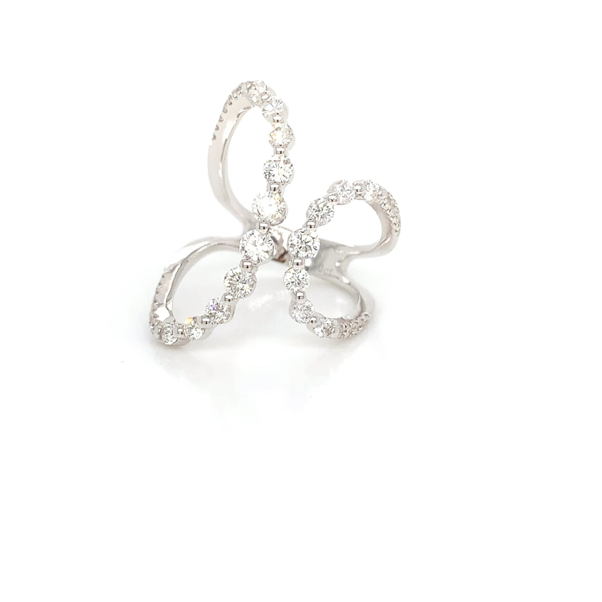 18kt White Gold Freeform Ring: Elegant 1.20ct Natural Diamonds-20