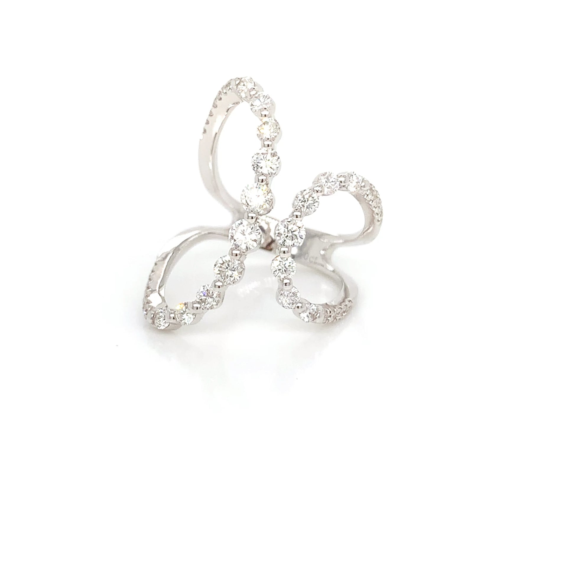 18kt White Gold Freeform Ring: Elegant 1.20ct Natural Diamonds