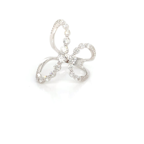 18kt White Gold Freeform Ring: Elegant 1.20ct Natural Diamonds