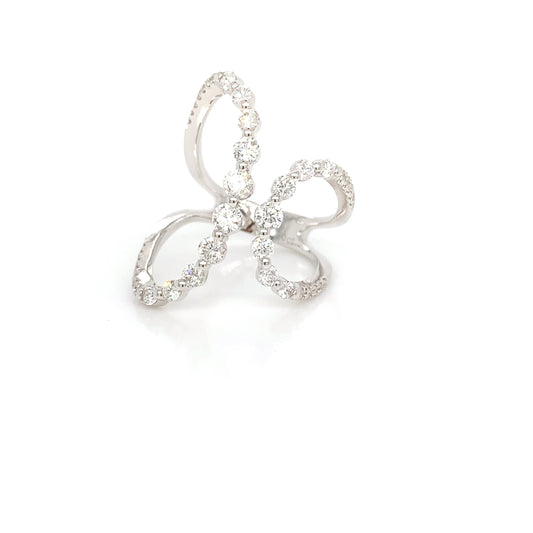 18kt White Gold Freeform Ring: Elegant 1.20ct Natural Diamonds