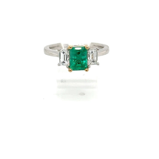 Three-Stone Emerald Shape Fashion Ring