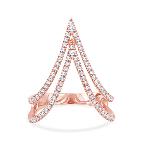14KY Fashion Ring with Double Downward Triangle Chevron Design