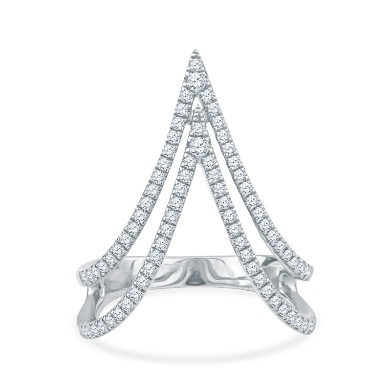 14KY Fashion Ring with Double Downward Triangle Chevron Design