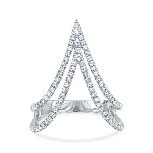 14KY Fashion Ring with Double Downward Triangle Chevron Design