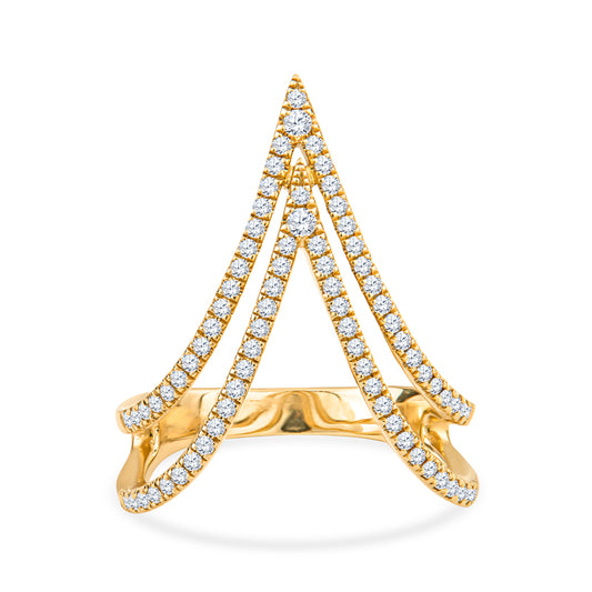 14KY Fashion Ring with Double Downward Triangle Chevron Design