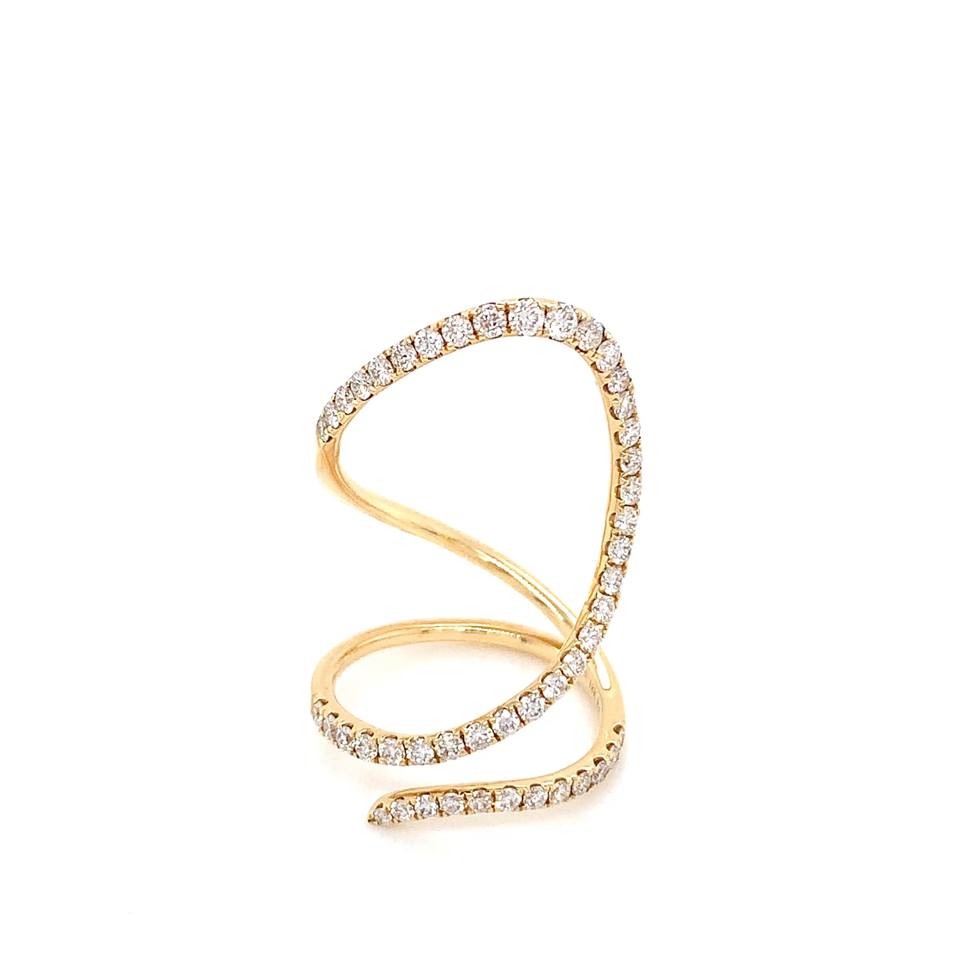 14kt Yellow Gold Freeform Ring: 1.06ct Natural Diamond Spiral Design