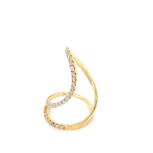14kt Yellow Gold Freeform Ring: 1.06ct Natural Diamond Spiral Design