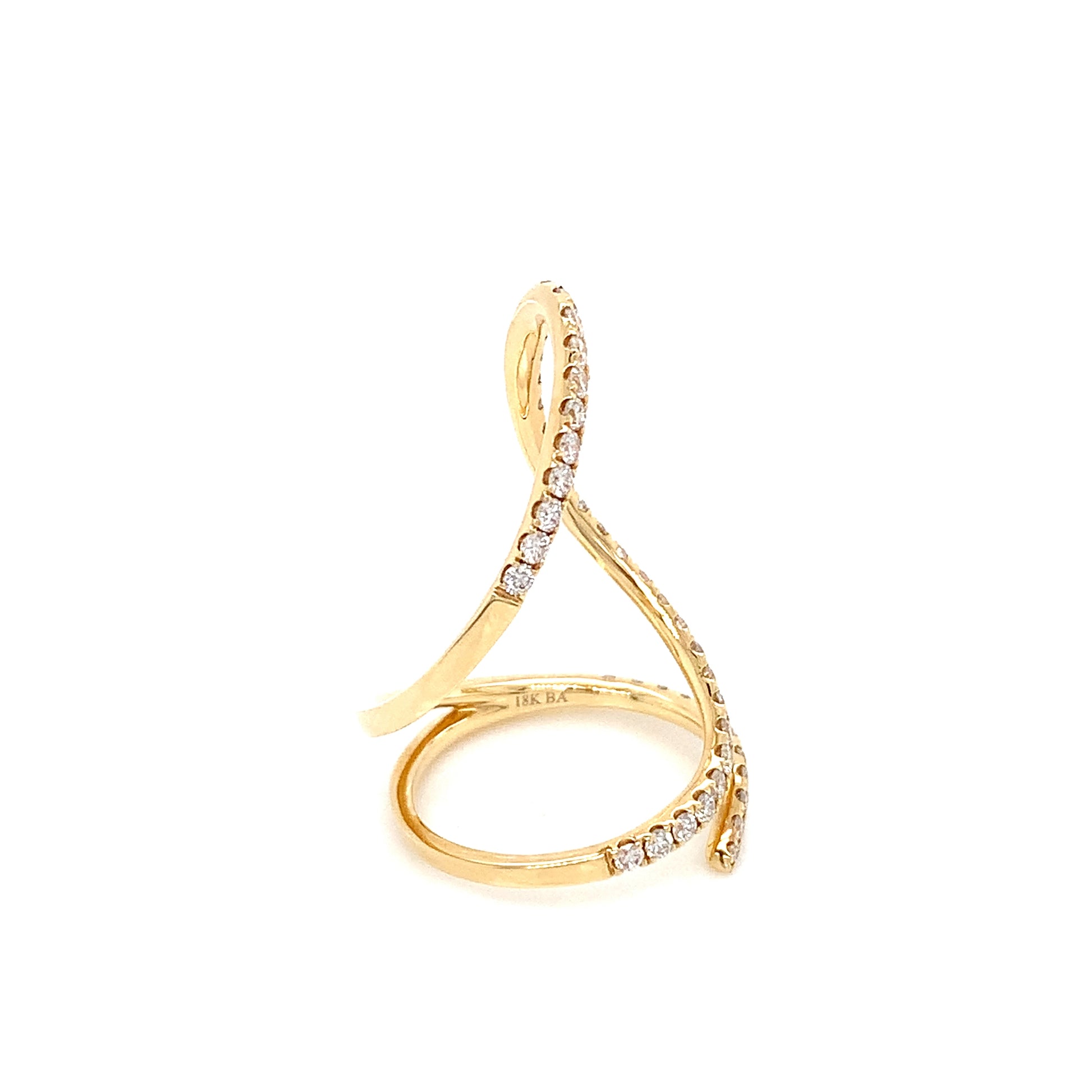 14kt Yellow Gold Freeform Ring: 1.06ct Natural Diamond Spiral Design