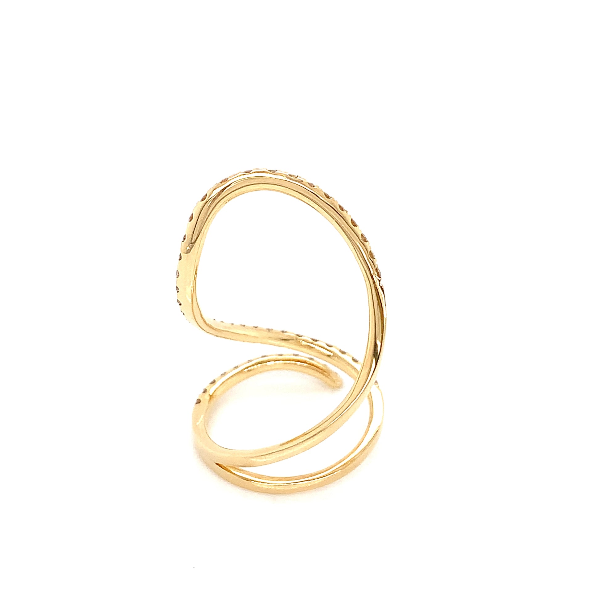 14kt Yellow Gold Freeform Ring: 1.06ct Natural Diamond Spiral Design