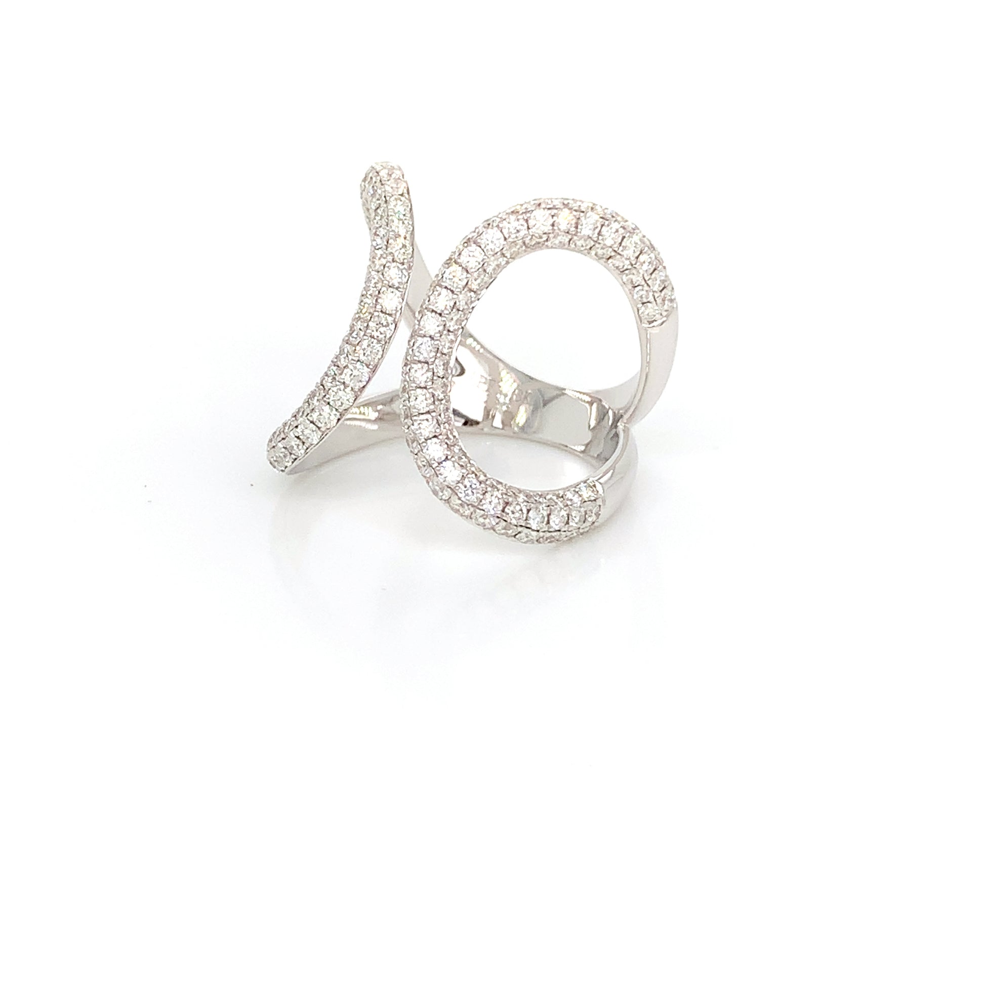 18kt White Gold Freeform wrap Ring: 1.63ct Natural Diamonds