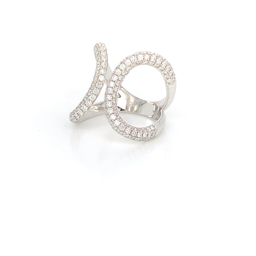 18kt White Gold Freeform wrap Ring: 1.63ct Natural Diamonds