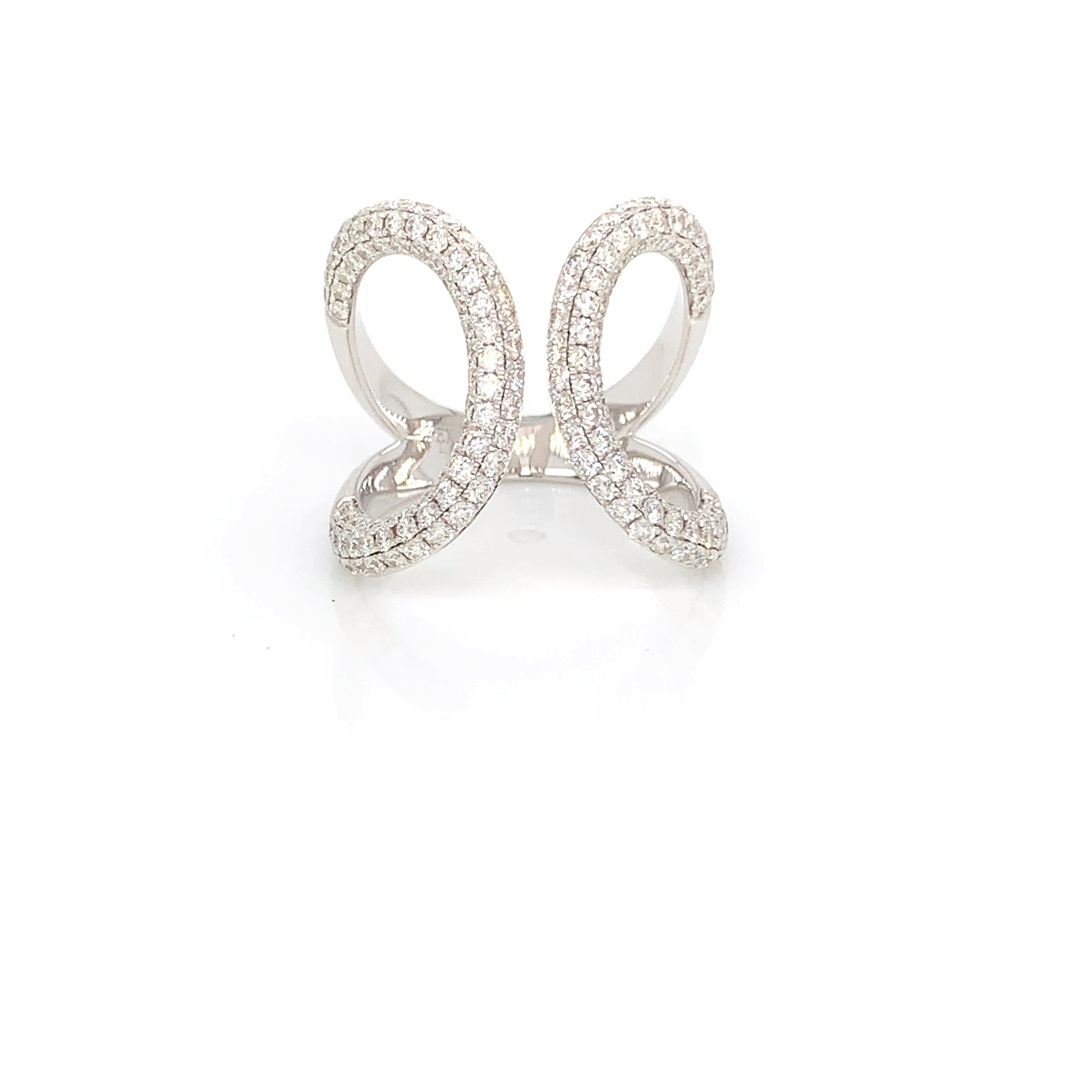 18kt White Gold Freeform wrap Ring: 1.63ct Natural Diamonds