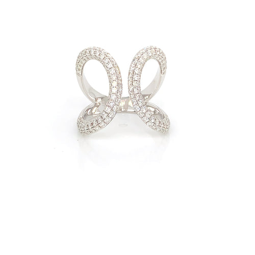 18kt White Gold Freeform wrap Ring: 1.63ct Natural Diamonds