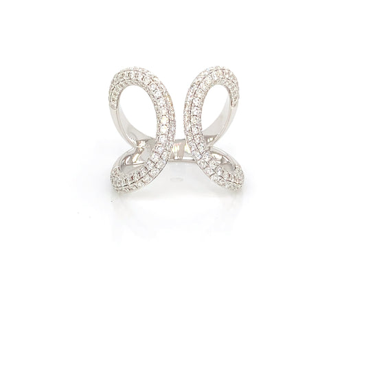 18kt White Gold Freeform wrap Ring: 1.63ct Natural Diamonds