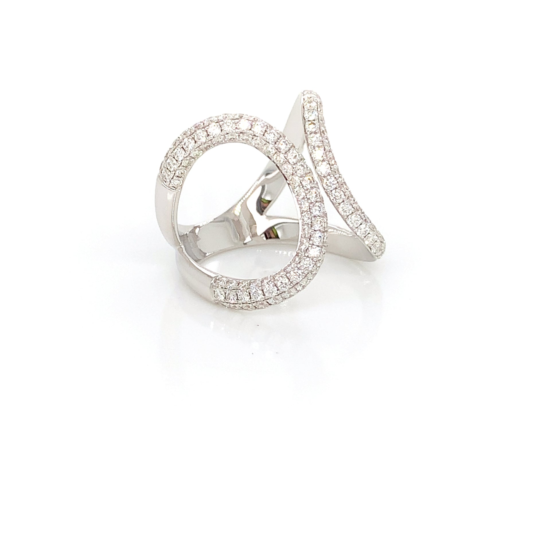 18kt White Gold Freeform wrap Ring: 1.63ct Natural Diamonds