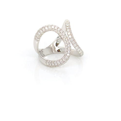 18kt White Gold Freeform wrap Ring: 1.63ct Natural Diamonds