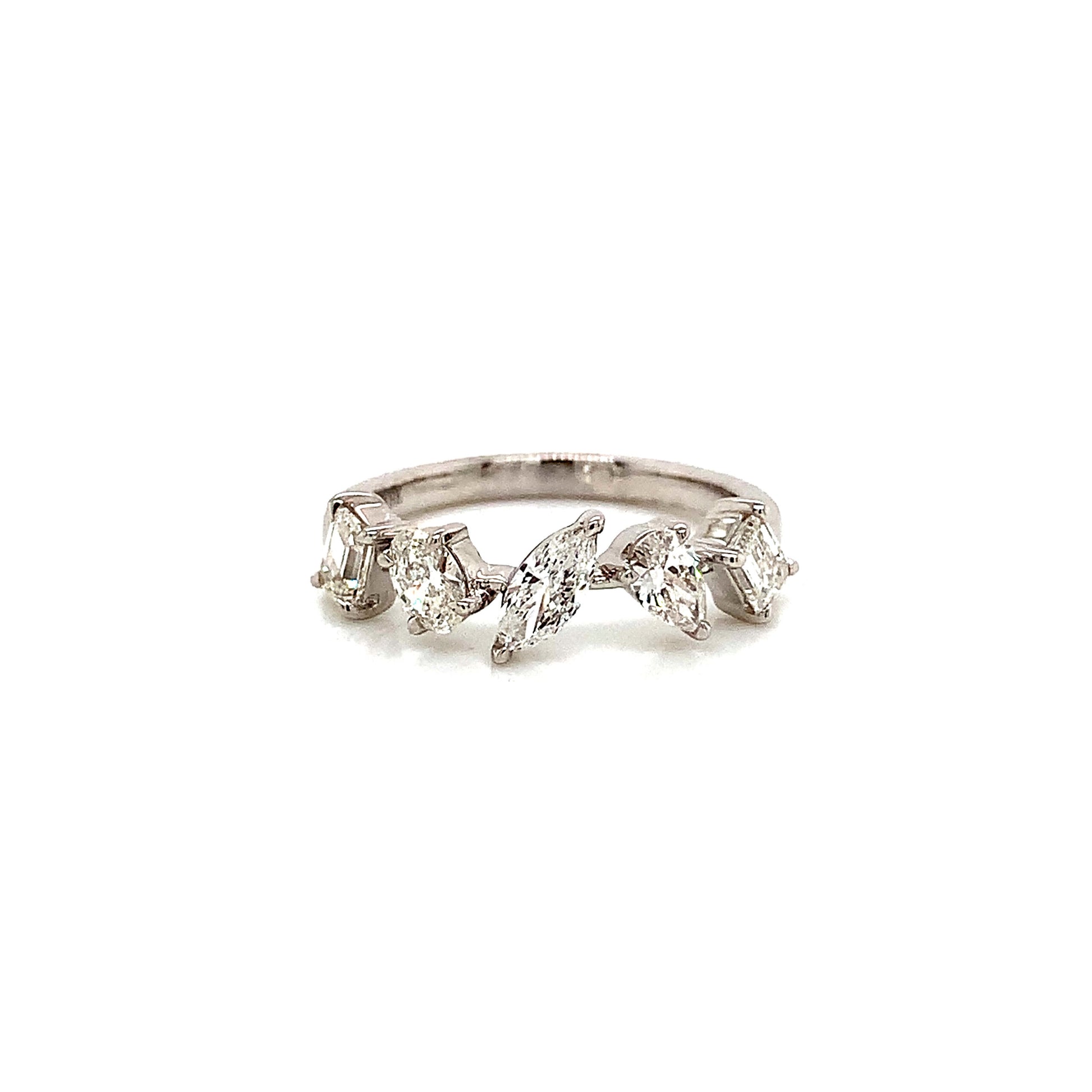 Elegant 18KW Fashion Ring with Mixed Shape Diamonds – 1.00 CTW of Earth-Mined Diamonds