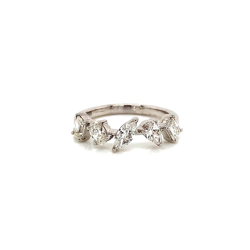Elegant 18KW Fashion Ring with Mixed Shape Diamonds – 1.00 CTW of Earth-Mined Diamonds
