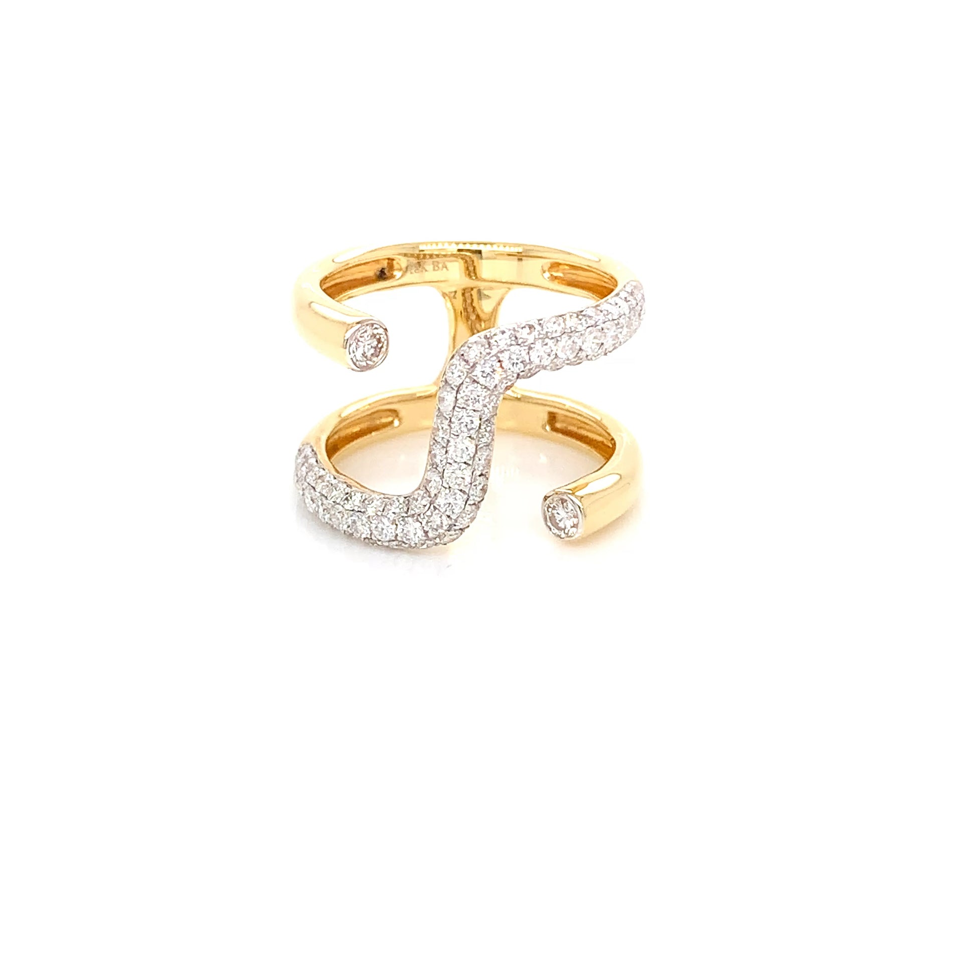 18kt Yellow Gold S Design Ring: Striking 1.00ct Diamond Statement