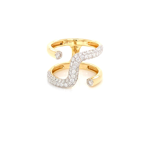 18kt Yellow Gold S Design Ring: Striking 1.00ct Diamond Statement