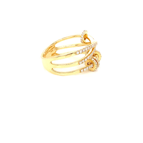 18kt Yellow Gold Overlap Bands: 0.54ct with Mini Hoops Accents in Natural Diamonds