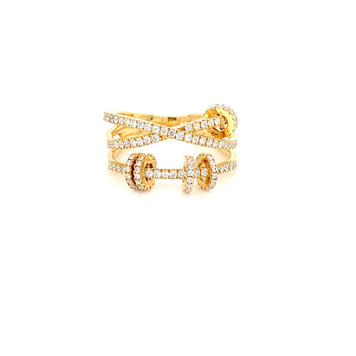 18kt Yellow Gold Overlap Bands: 0.54ct with Mini Hoops Accents in Natural Diamonds