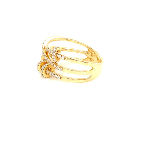 18kt Yellow Gold Overlap Bands: 0.54ct with Mini Hoops Accents in Natural Diamonds