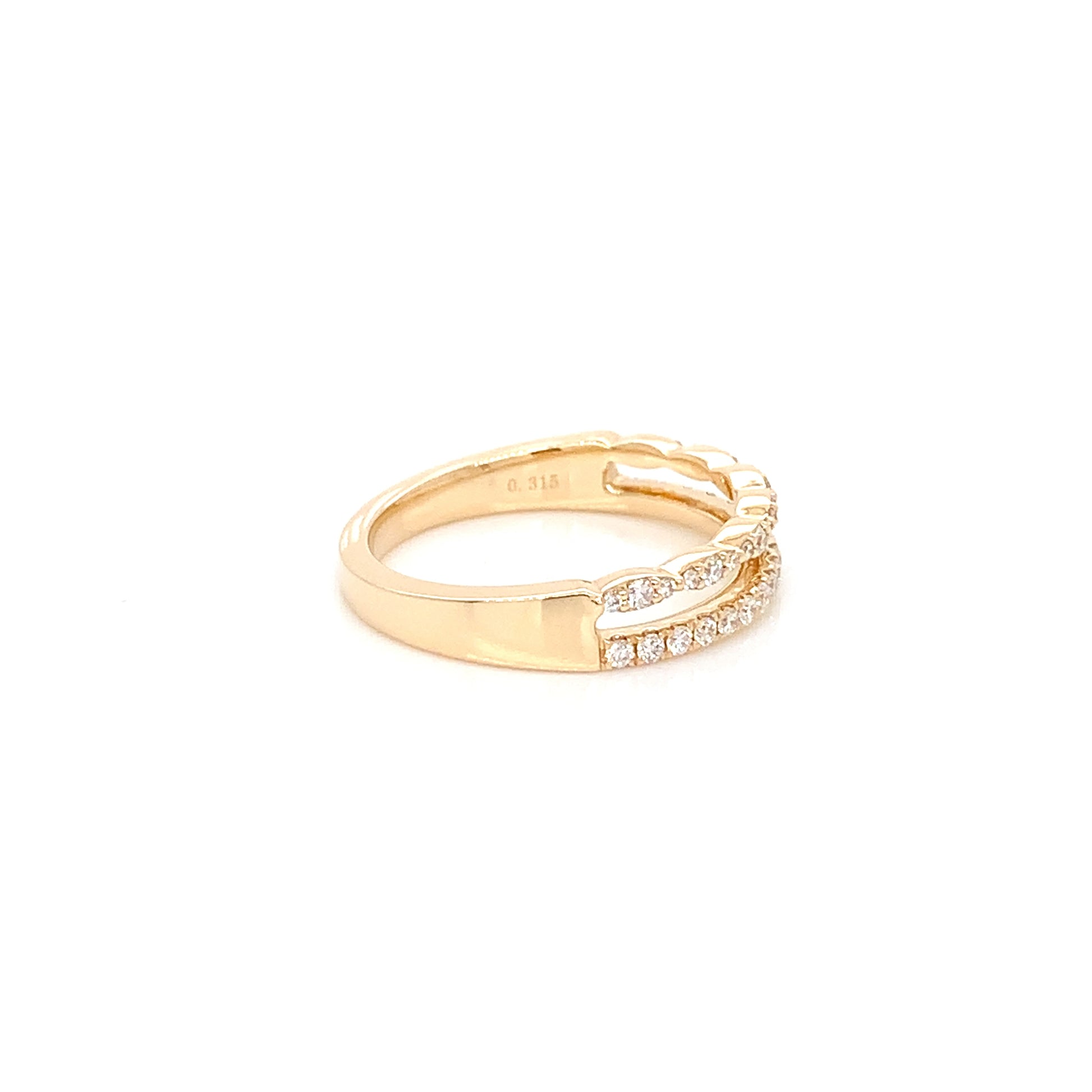 Yellow Gold Diamond Band | 14K Double Row Style