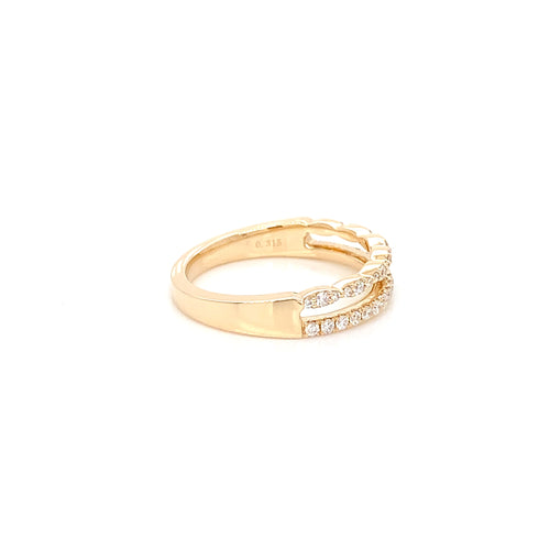 Yellow Gold Diamond Band | 14K Double Row Style