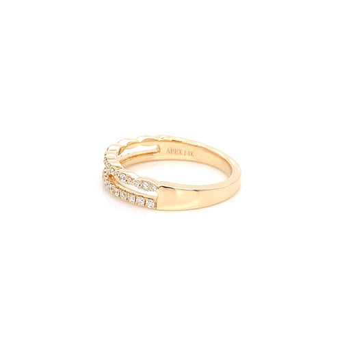 Yellow Gold Diamond Band | 14K Double Row Style