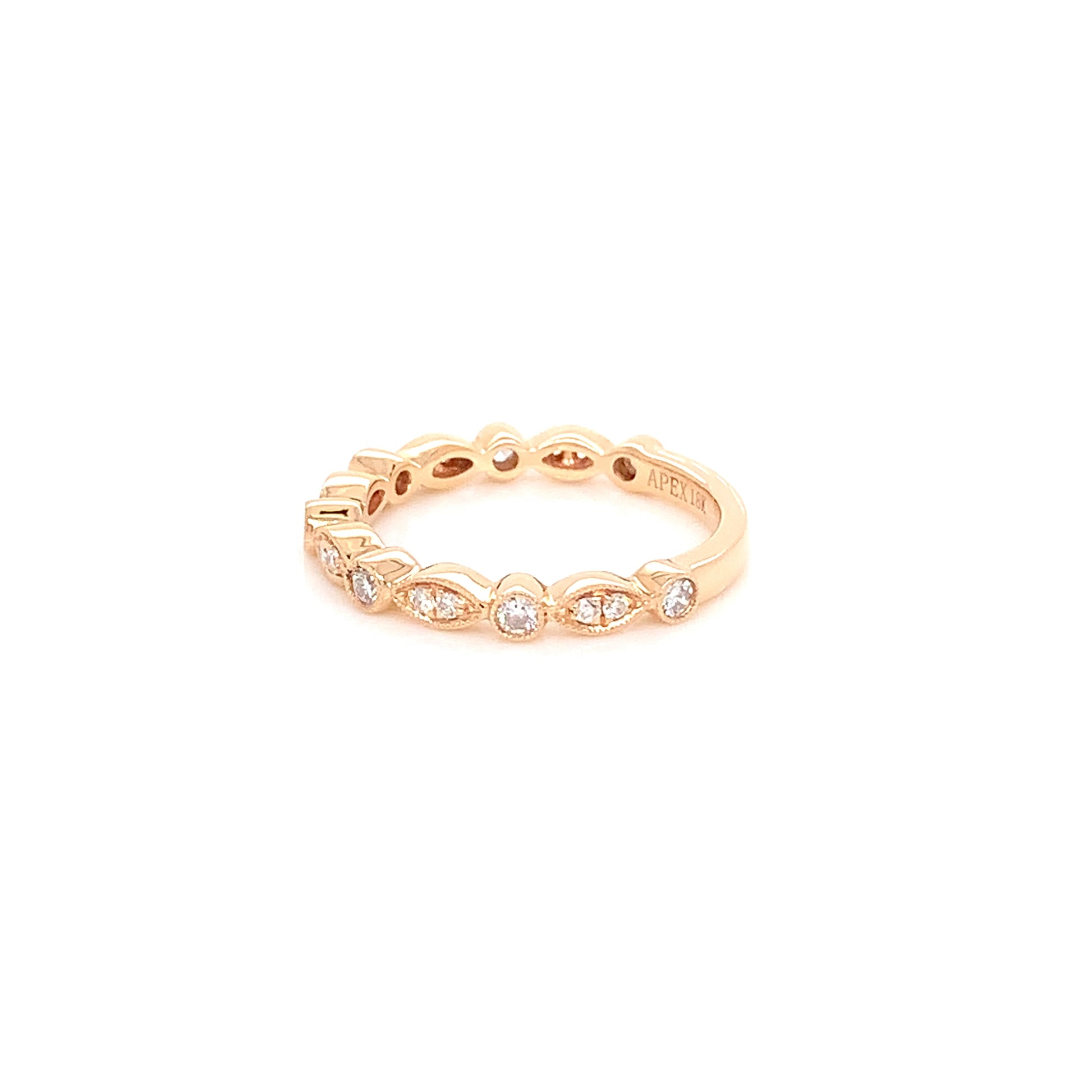 Rose Gold Natural Diamond Band | 14K Unique Design Fine Jewelry