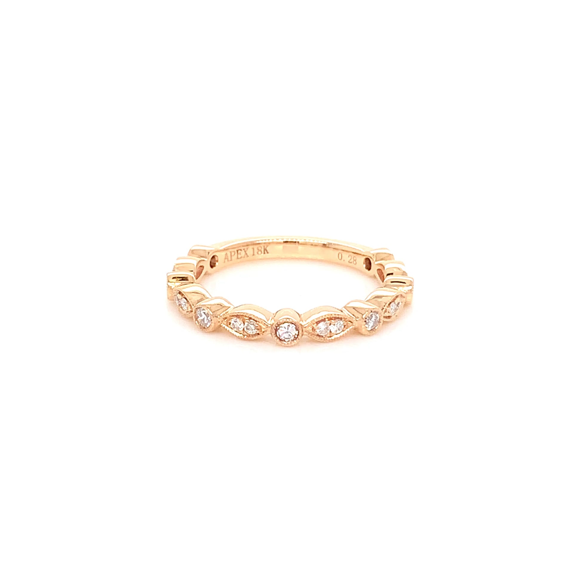 Rose Gold Natural Diamond Band | 14K Unique Design Fine Jewelry