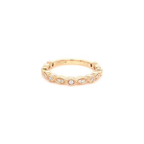Rose Gold Natural Diamond Band | 14K Unique Design Fine Jewelry