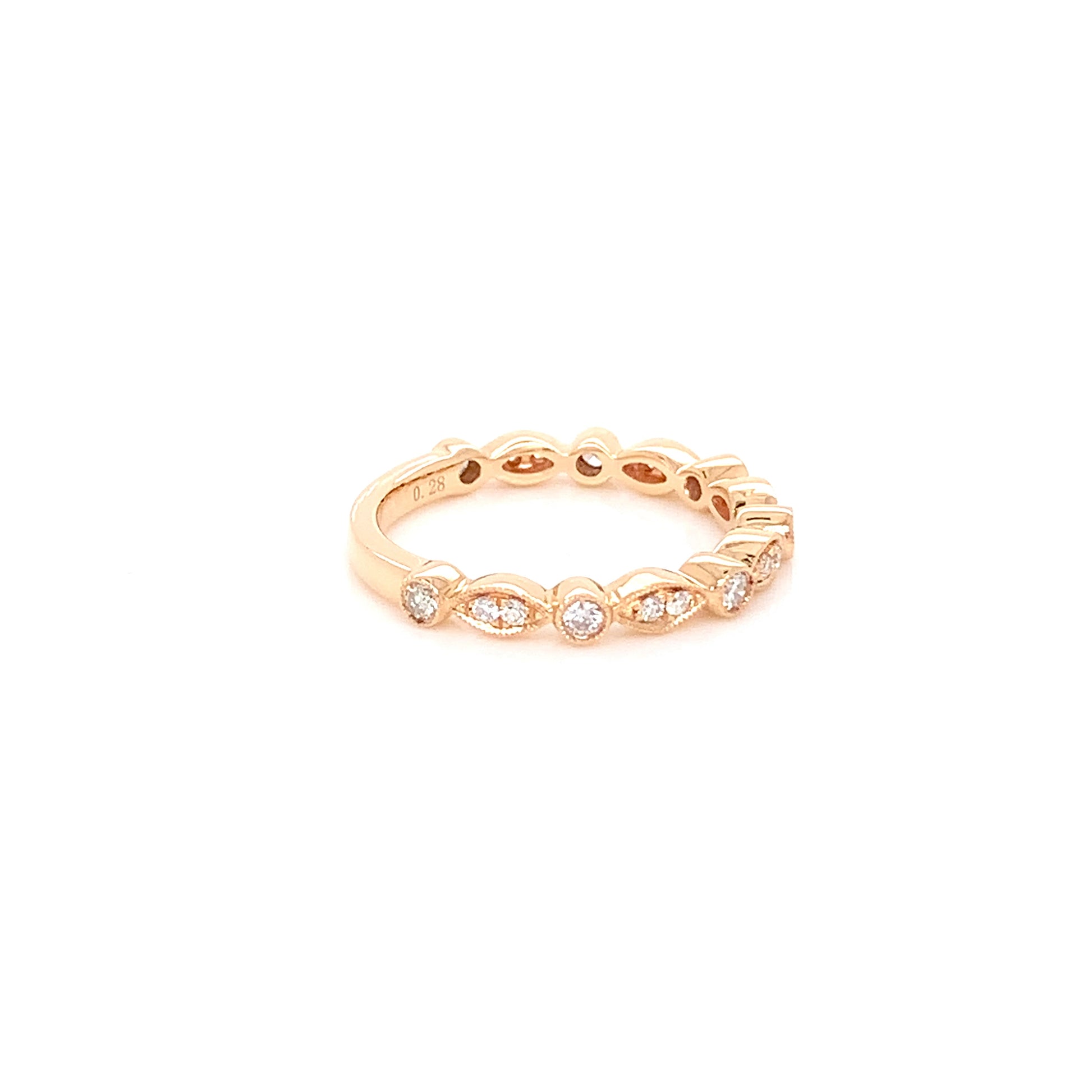 Rose Gold Natural Diamond Band | 14K Unique Design Fine Jewelry