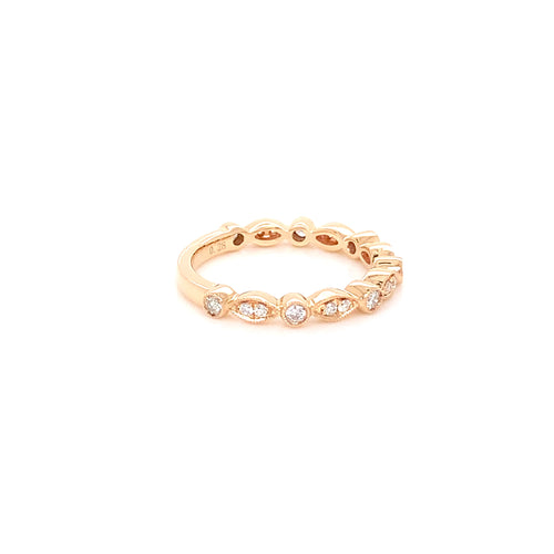 Rose Gold Natural Diamond Band | 14K Unique Design Fine Jewelry