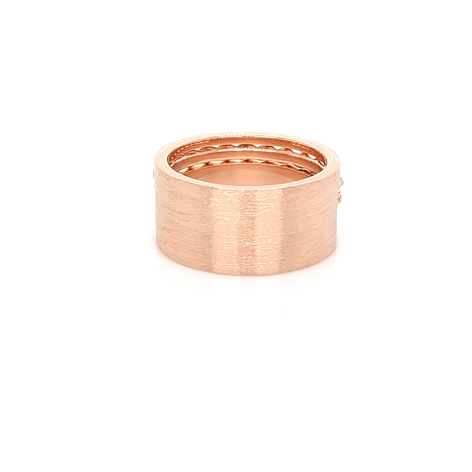 Rose Gold Spiral Diamond Ring | 14K Brushed Finish Design