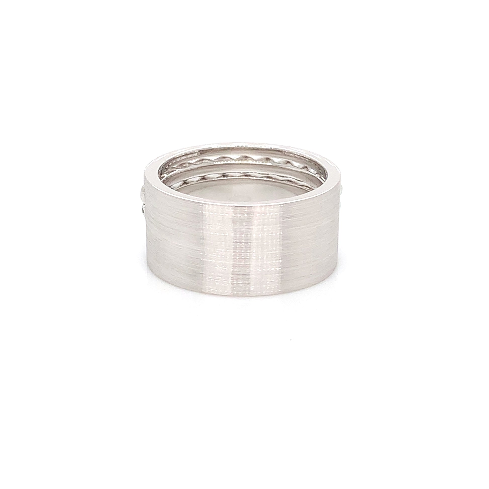 White Gold Spiral Diamond Ring | 14K Brushed Spiral Design