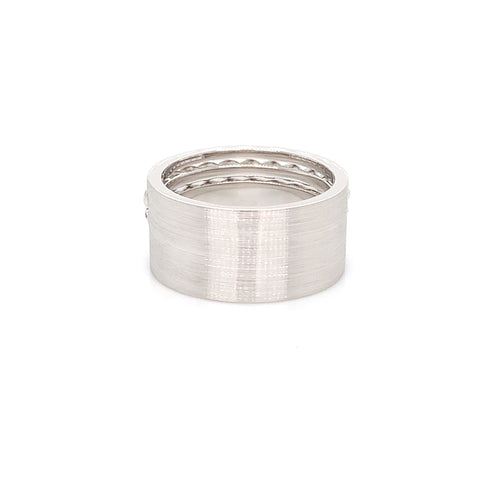 White Gold Spiral Diamond Ring | 14K Brushed Spiral Design