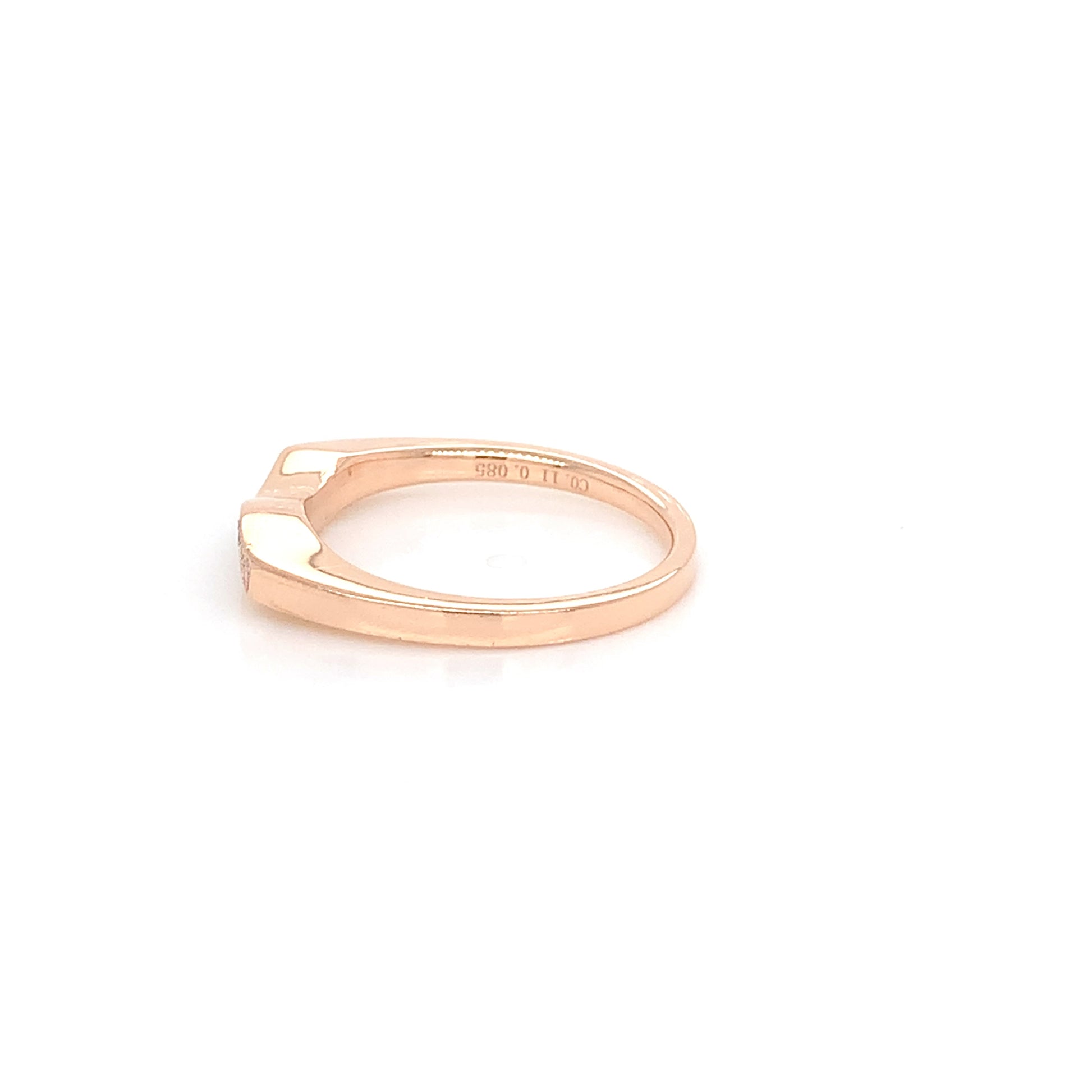 Curved Rose Gold Diamond Ring | 14K Unique Minimalist Design