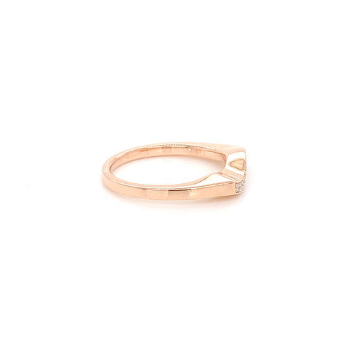Curved Rose Gold Diamond Ring | 14K Unique Minimalist Design