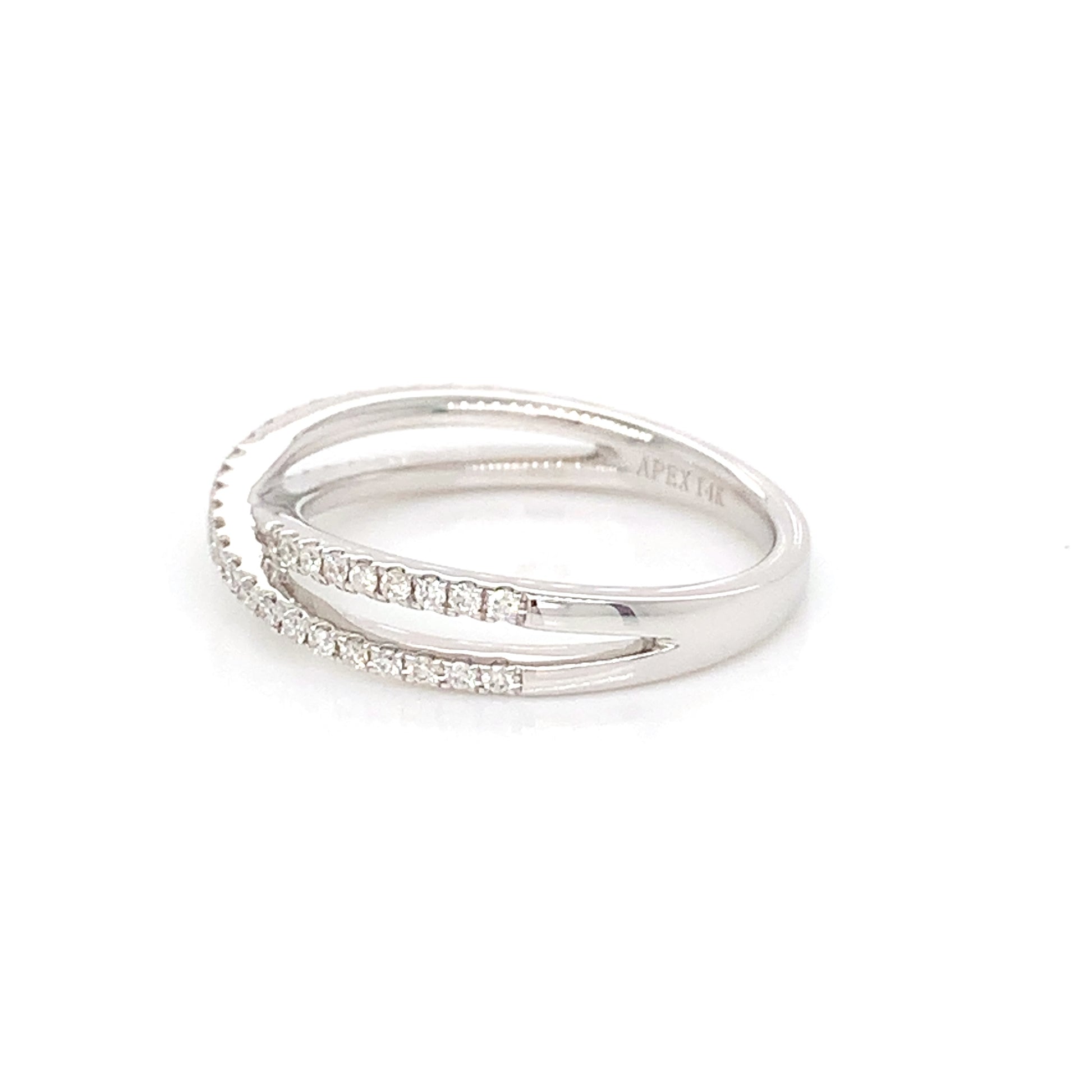 14K White Gold Double Wrap Ring | Fine Natural Diamond Band