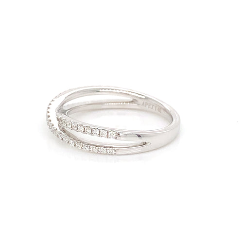 14K White Gold Double Wrap Ring | Fine Natural Diamond Band